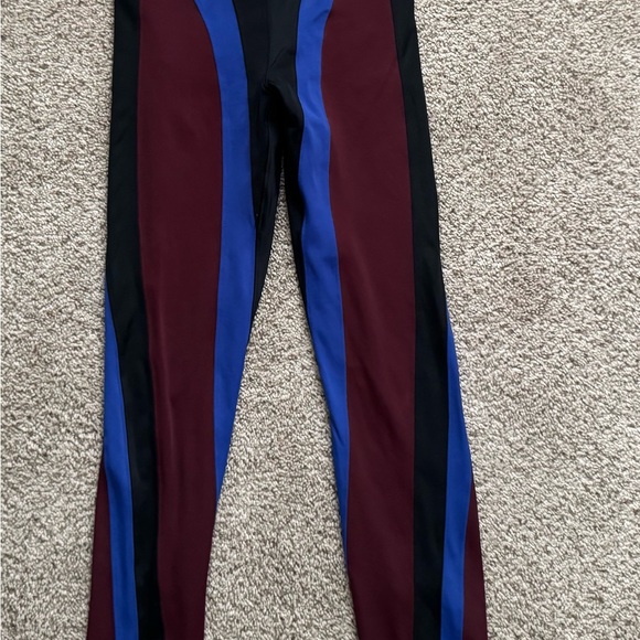 Mugler and H&M collab Colorblock Leggings with Blue and Black Stripes - Picture 1 of 7